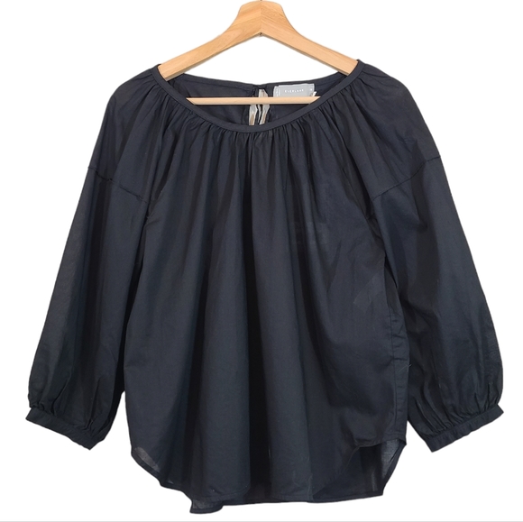 EVERLANE The Rouched Air Black Blouse NWT - Picture 1 of 11